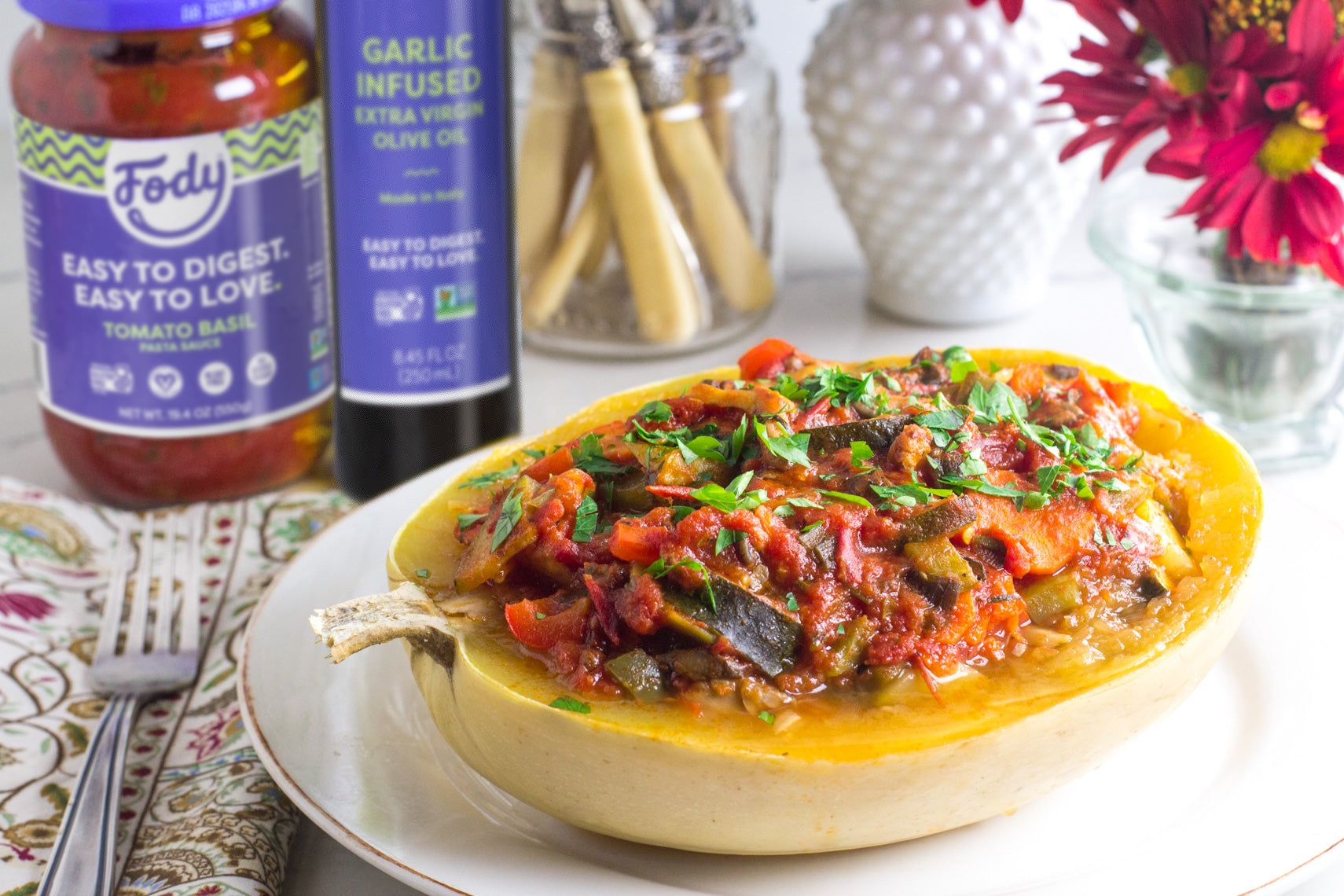 Low Fodmap Vegetable Stuffed Spaghetti Squash Fody Foods Fody Food Co Usa 8163