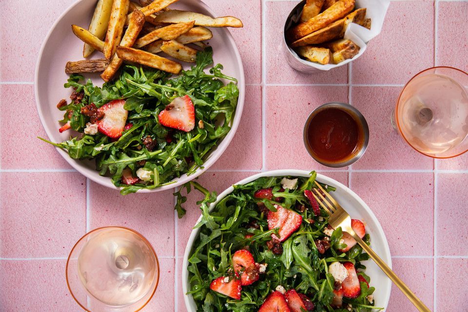 Low FODMAP salads on a table