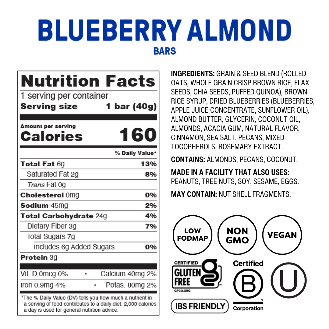 Blueberry Almond Snack Bars - Box of 12